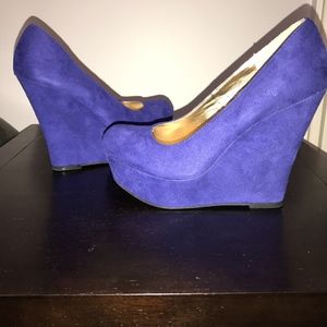 Blue (cobalt royal) suede wedges SZ 10